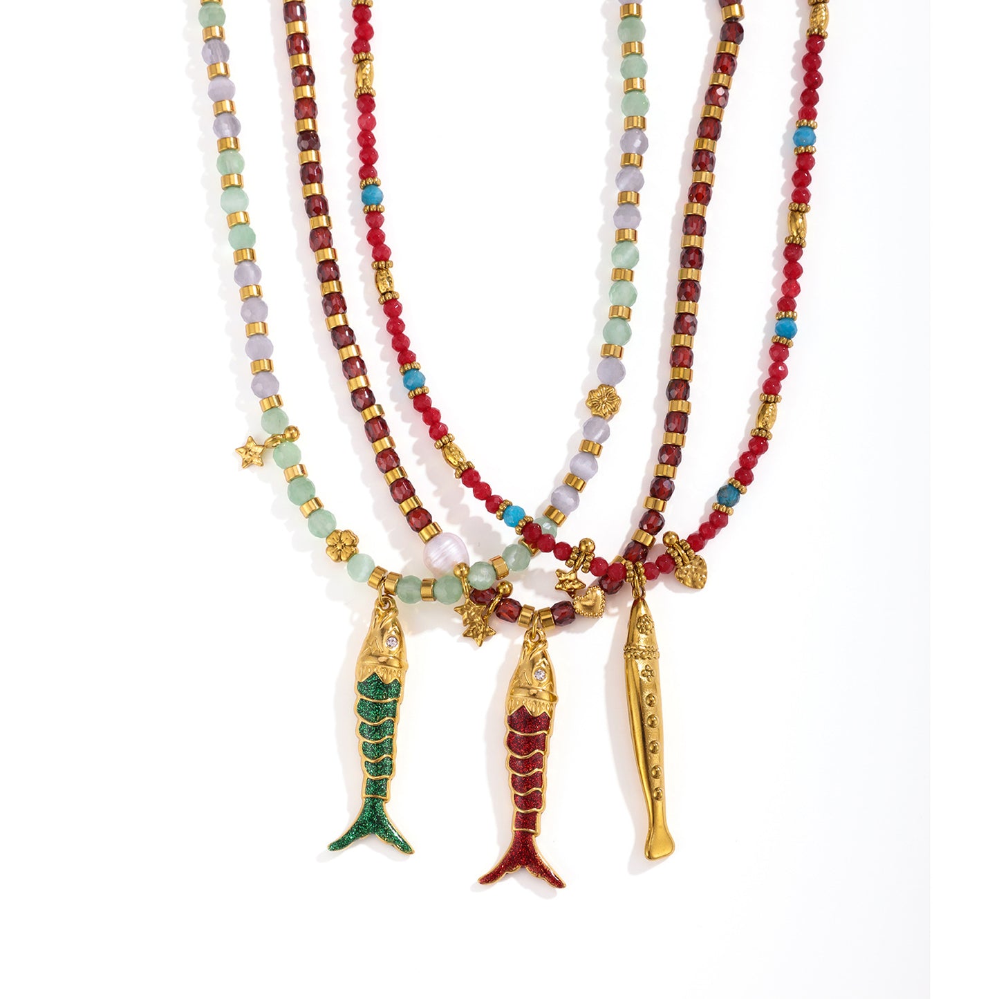 Women's Style Fish-shaped For Hawaii Vacation Handmade Natural Stone Necklace