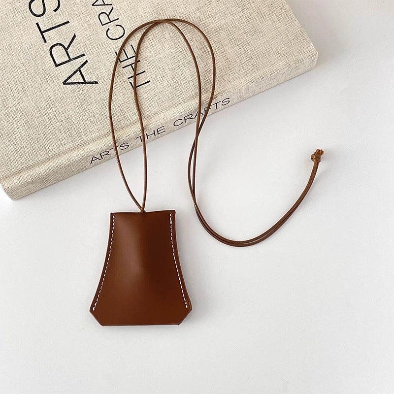 Women's Leather Long Bag Halter Portable Glasses Pendants