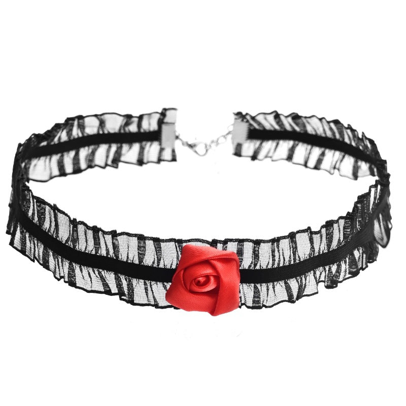 Halloween Spider Lace Fabric Rose Flower Dance Party Dark Collar