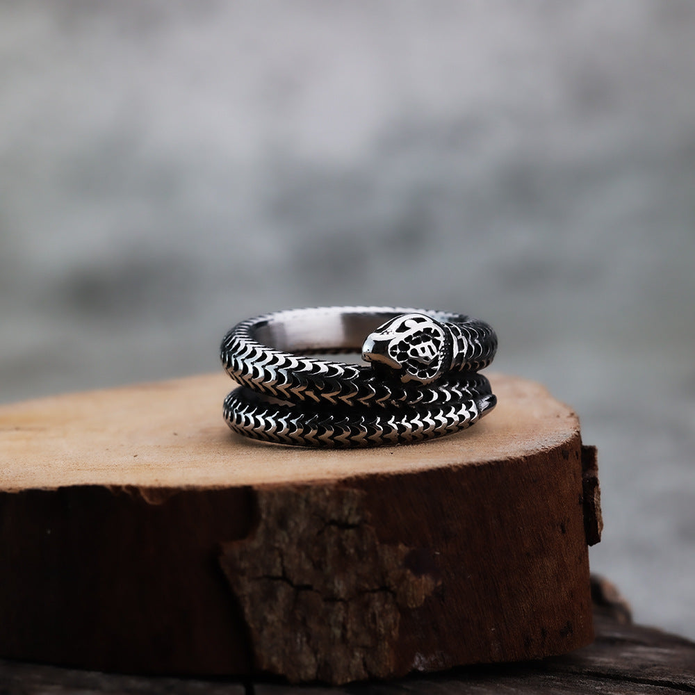 Men's Personality Punk Animal Snake Vivid Stainless Ring