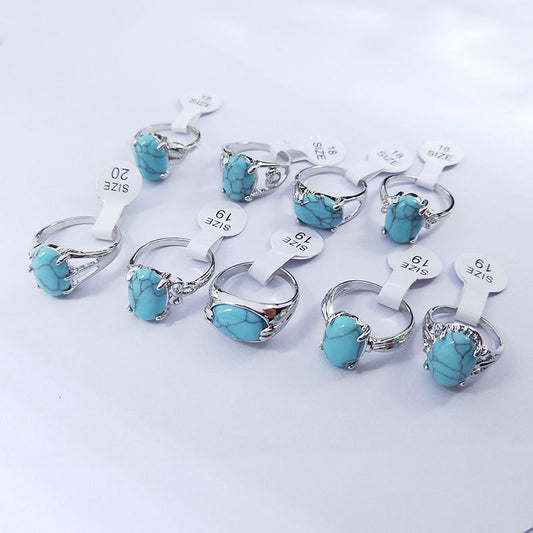 Women's Ornament African Turquoise Gemstone Index Finger Rings