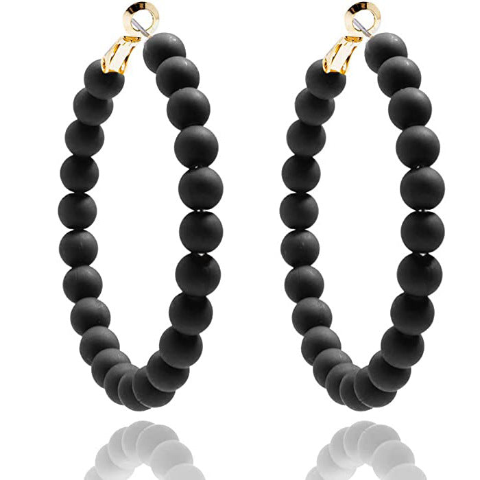 Women's Summer Colorful Acrylic Beads Round Bohemian Fashion Handmade Earrings