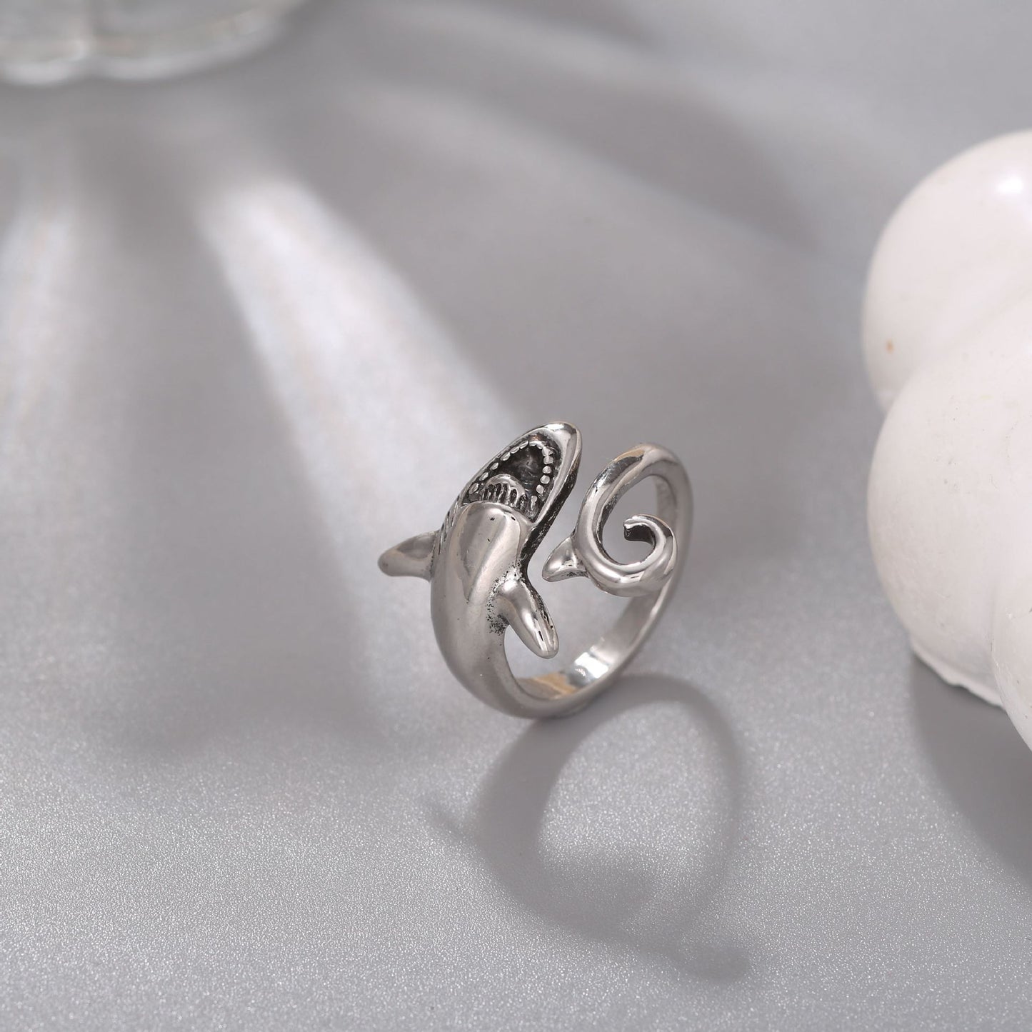 Men's Retro Trendy Sier Open Single Lucky Rings