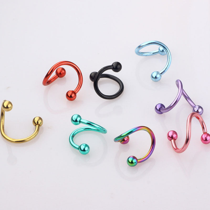 Stainless Steel S-shaped Spiral Eyebrow Nose Titanium Labret Rings