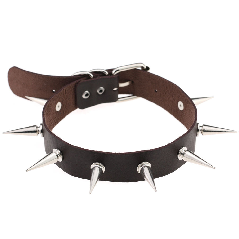 Nightclub Leather Creative Rivet Pointed Nail Collar