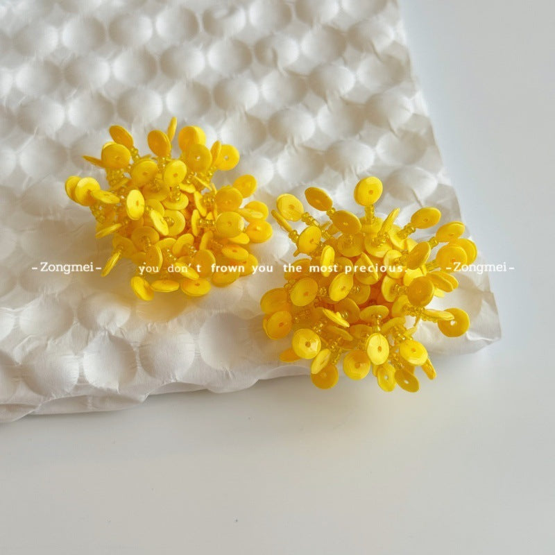 Women's Style Shiny Summer Sequins Handmade Rose Shape Eye-catching Sweet Cool Earrings