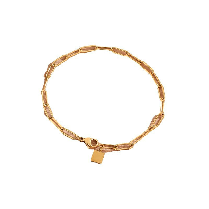 Women's & Men's Fashion Simple Gold Clip Square Titanium Steel No Fading Bracelet