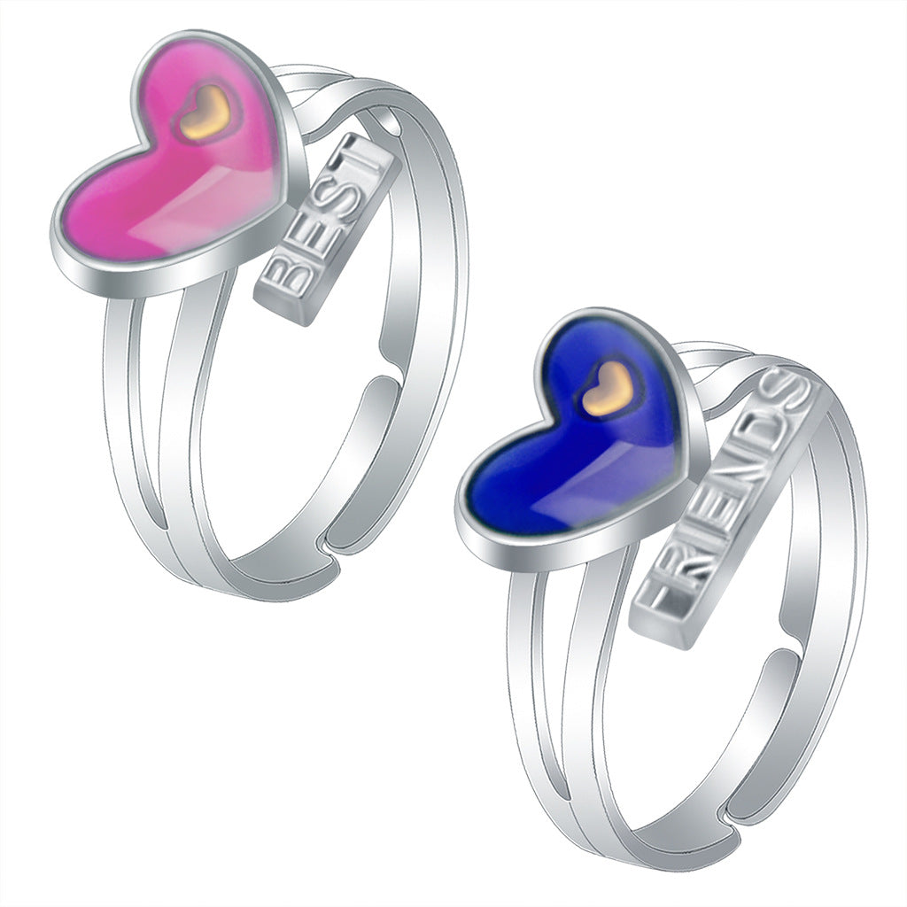 Fashion Sweet Heart Love Temperature Change Ring
