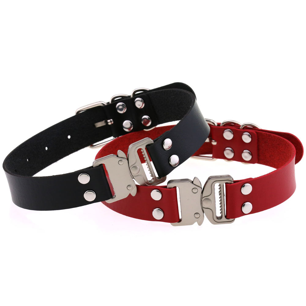 Simple Release Buckle Clavicle Creative Classic Pin Leather Collar
