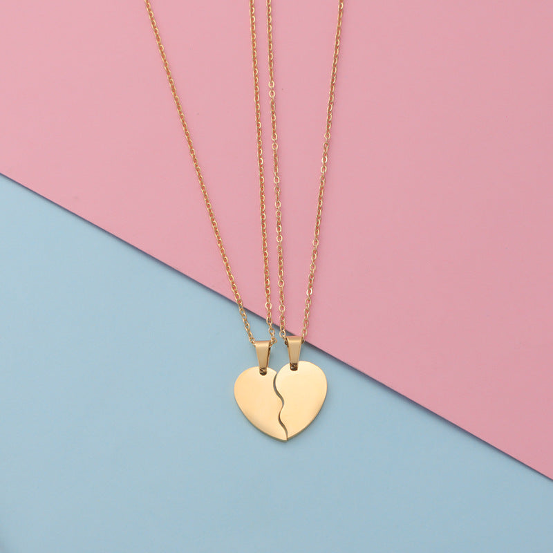 Fashion Titanium Steel Couple Heart Love Necklaces