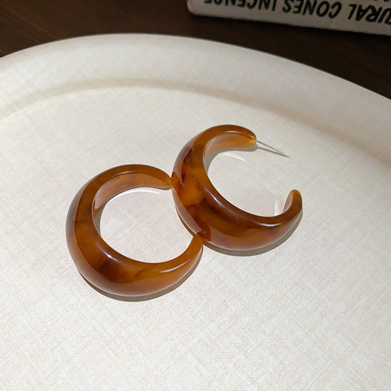 Women's Needle Geometric Irregular Resin Fashionable Retro Earrings