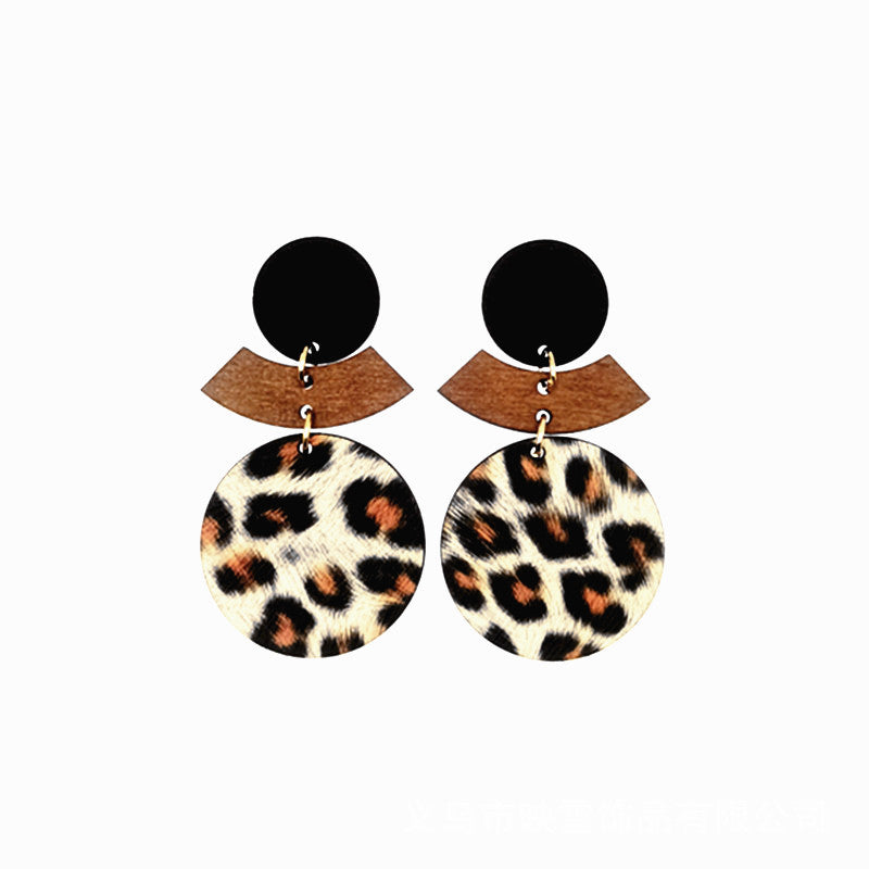 Patch Fashionable Simple Geometric Versatile Wooden Earrings