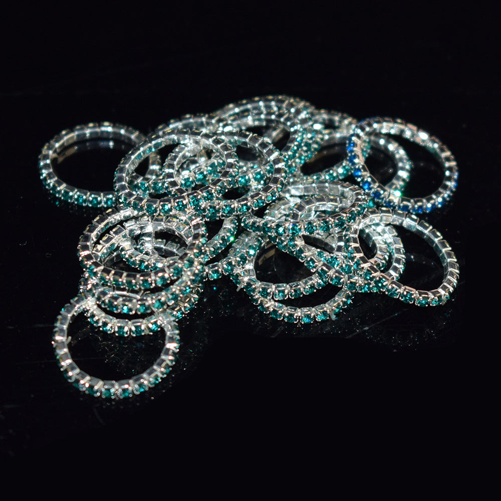 Korean Style Single Row Rhinestone Elastic Mixed Ring