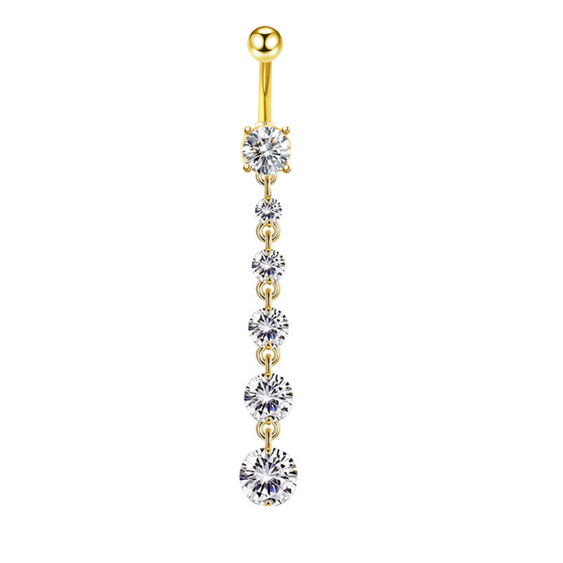 Zircon Navel Piercing Golden Heart Buckle Stud Earrings