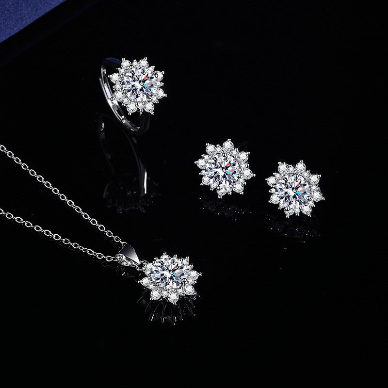 Women's Blue Red Yellow Green Purple White Gemstone Zircon Princess Jewelry Set