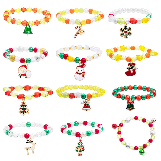 Hot Christmas Holiday Santa Claus Snowflake Bell Elk Bracelets