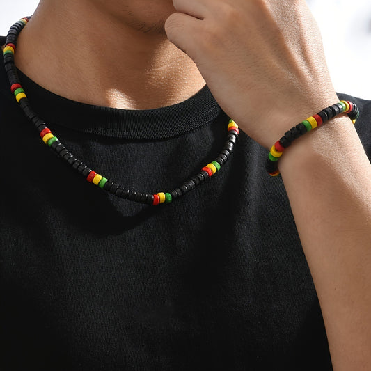 Men's Red Green Yellow Black Simple Fashion Personality Design Necklaces