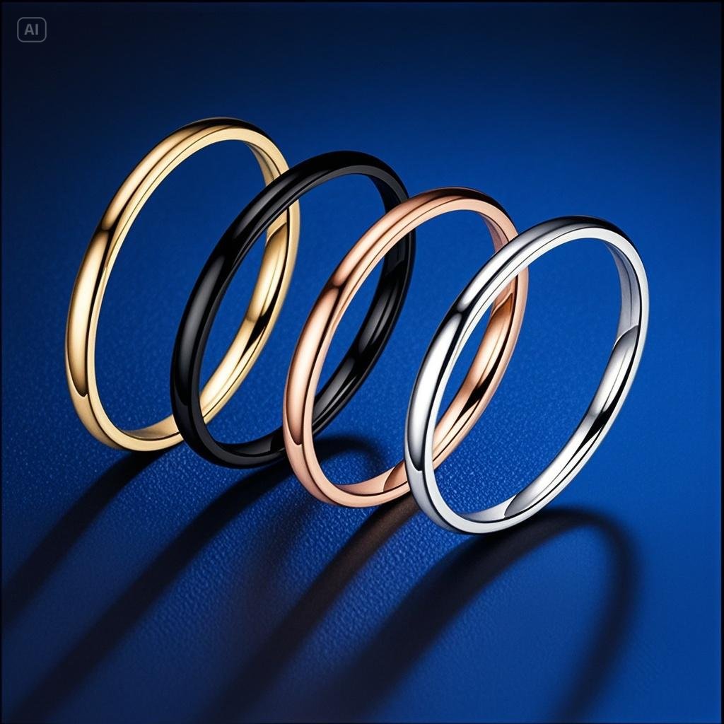 Titanium Steel Female French Electroplating Niche Bag Ring