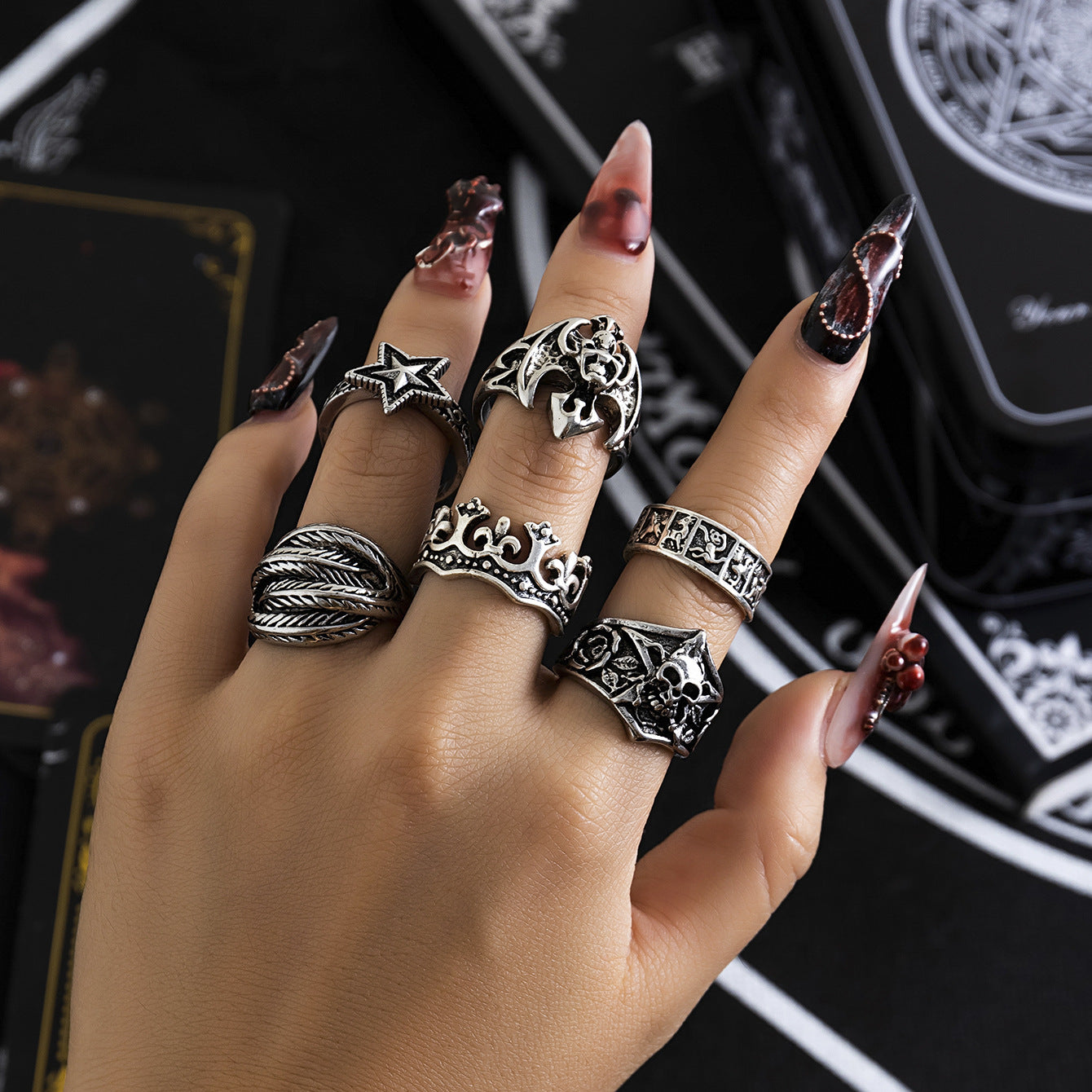 Ghost Skull Suit Niche Halloween Spider Rings