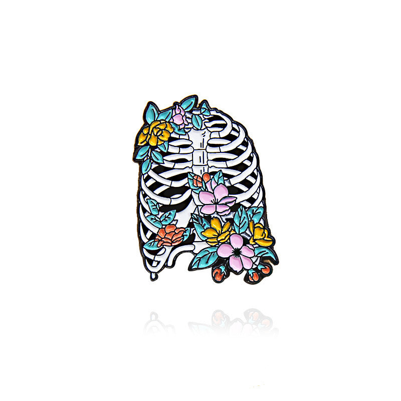 Series Badge Pink Lung Uterus Skeleton Brooches