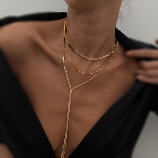 Women's Cold Style Long V-shaped Tassel Niche Twin Double Necklace