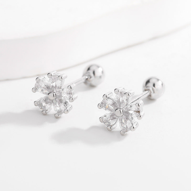 Flower Thread Female Inlaid Ear Bone Light Luxury Compact Stud Earrings