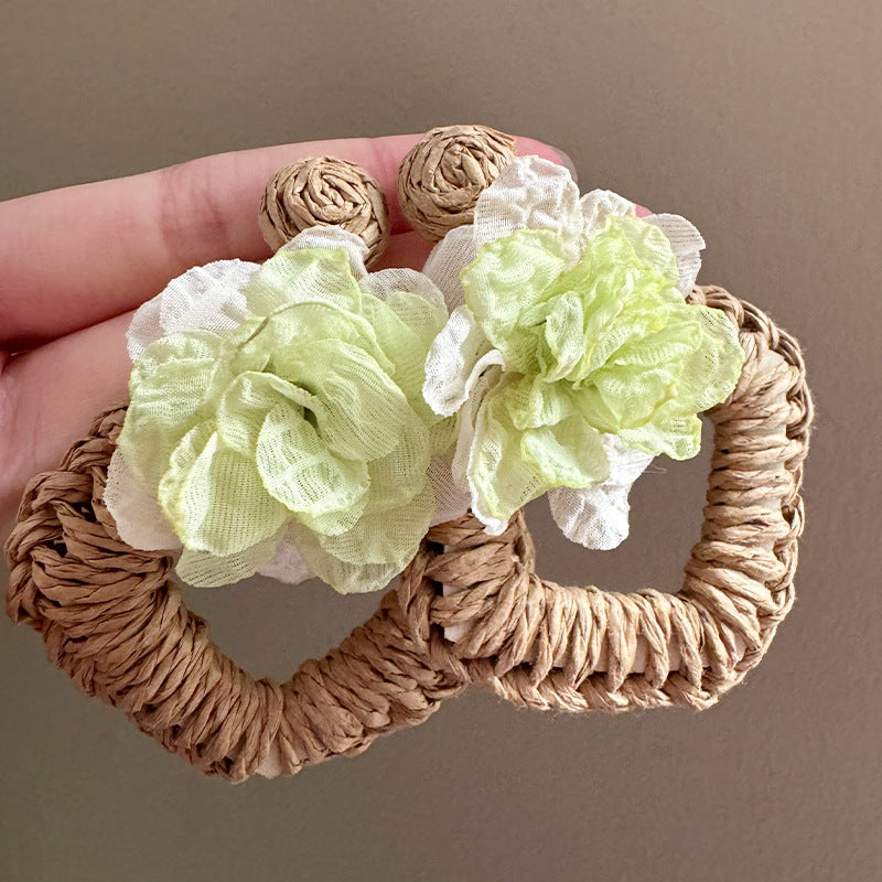 Two-color Camellia Tassel Square Fashion Atmosphere Earrings