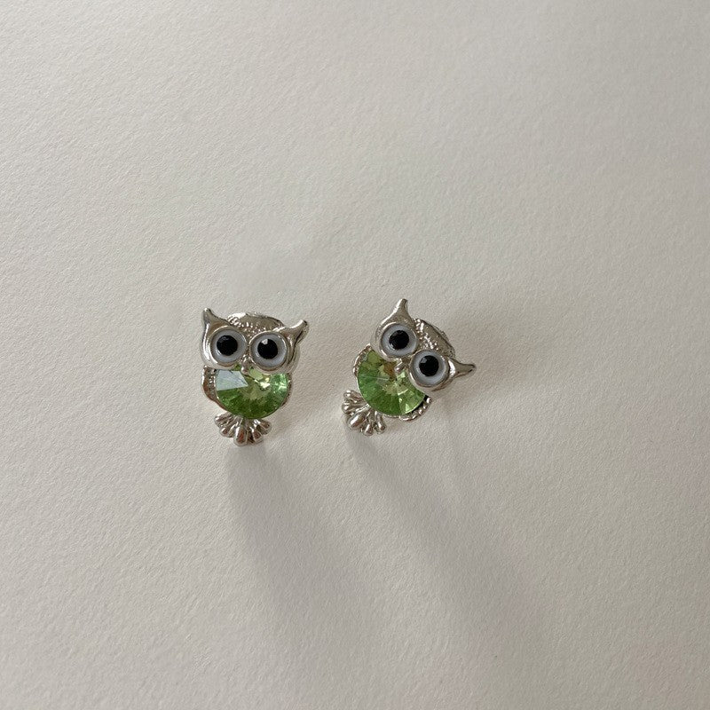 Fashion Owl Animal Color Zircon Personality Earrings