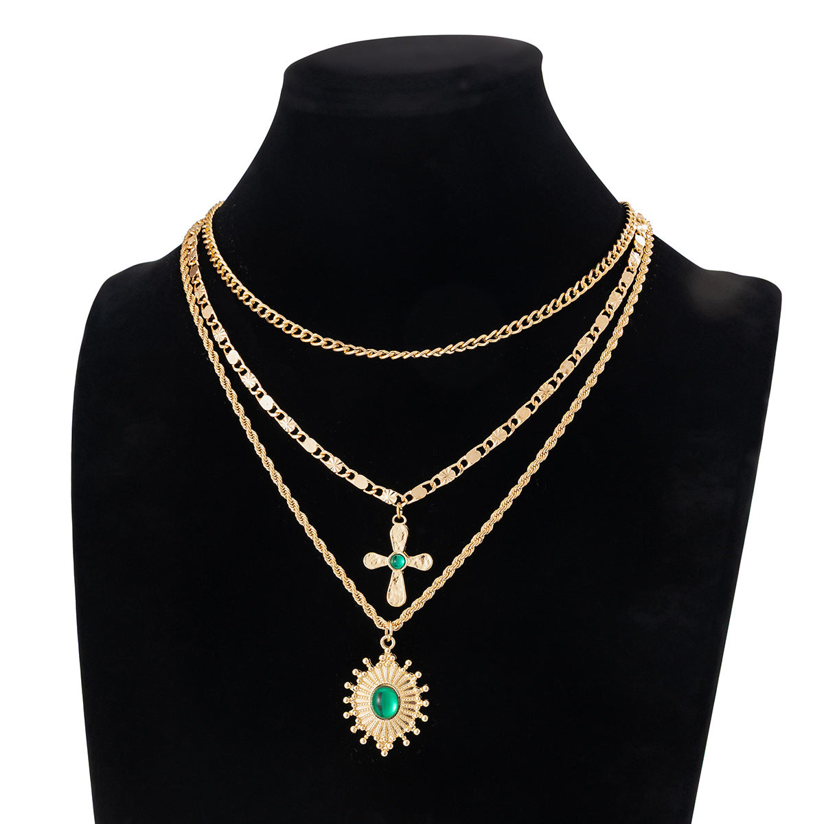 Men's Cross Hemp Flowers Chain Trend Versatile Necklace
