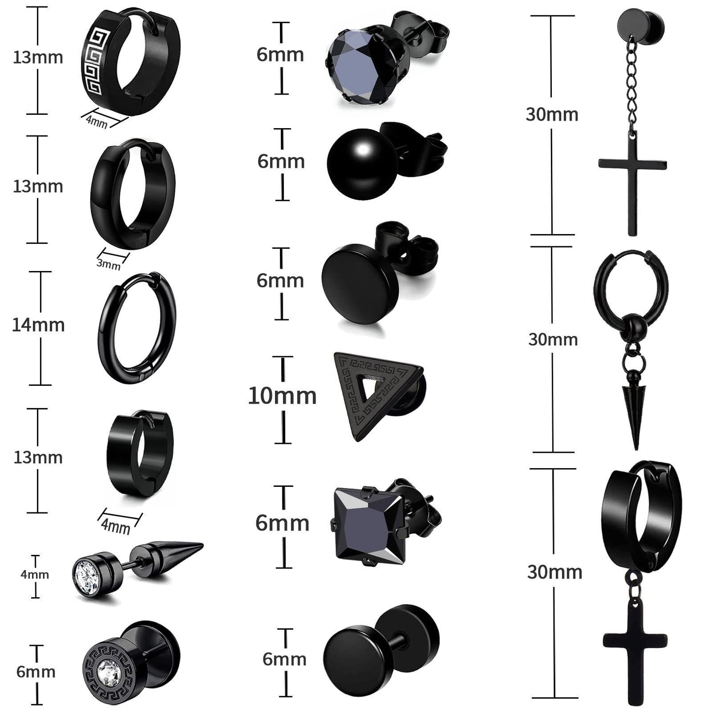 Circle Stainless Steel Korean Style Elegant Couple Ear Drop Chain Rings