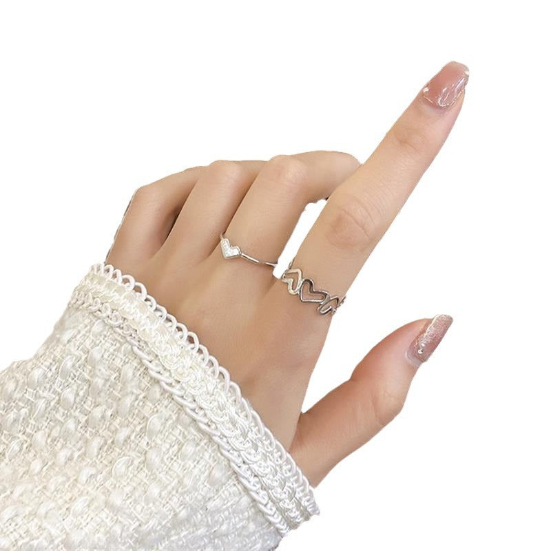 Love Heart-shaped Female Open Niche Design Trendy Cold Index Finger Ring
