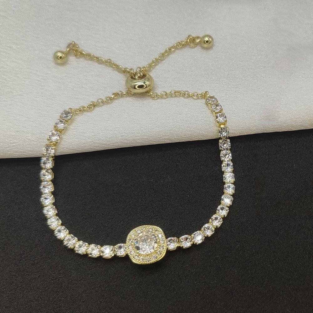 Korean Style Elegant Micro Inlaid Zircon Niche Pull Adjustable Bracelets