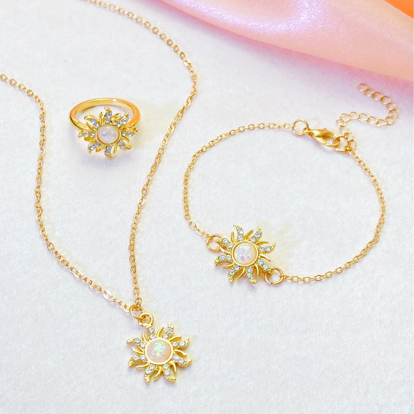 Fashion Vintage Dopamine Barbie Princess Opal Jewelry Set
