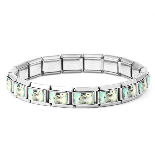 Italian Cartoon Cat Module Stainless Steel Bracelets