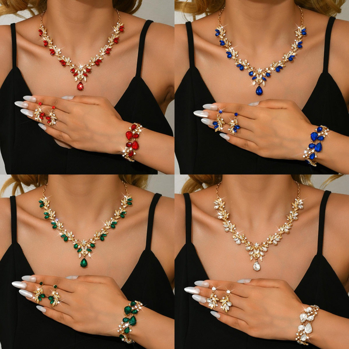 Women's Fresh Water Stringed Pearls Suite Joker Clavicle Chain Jewelry Set