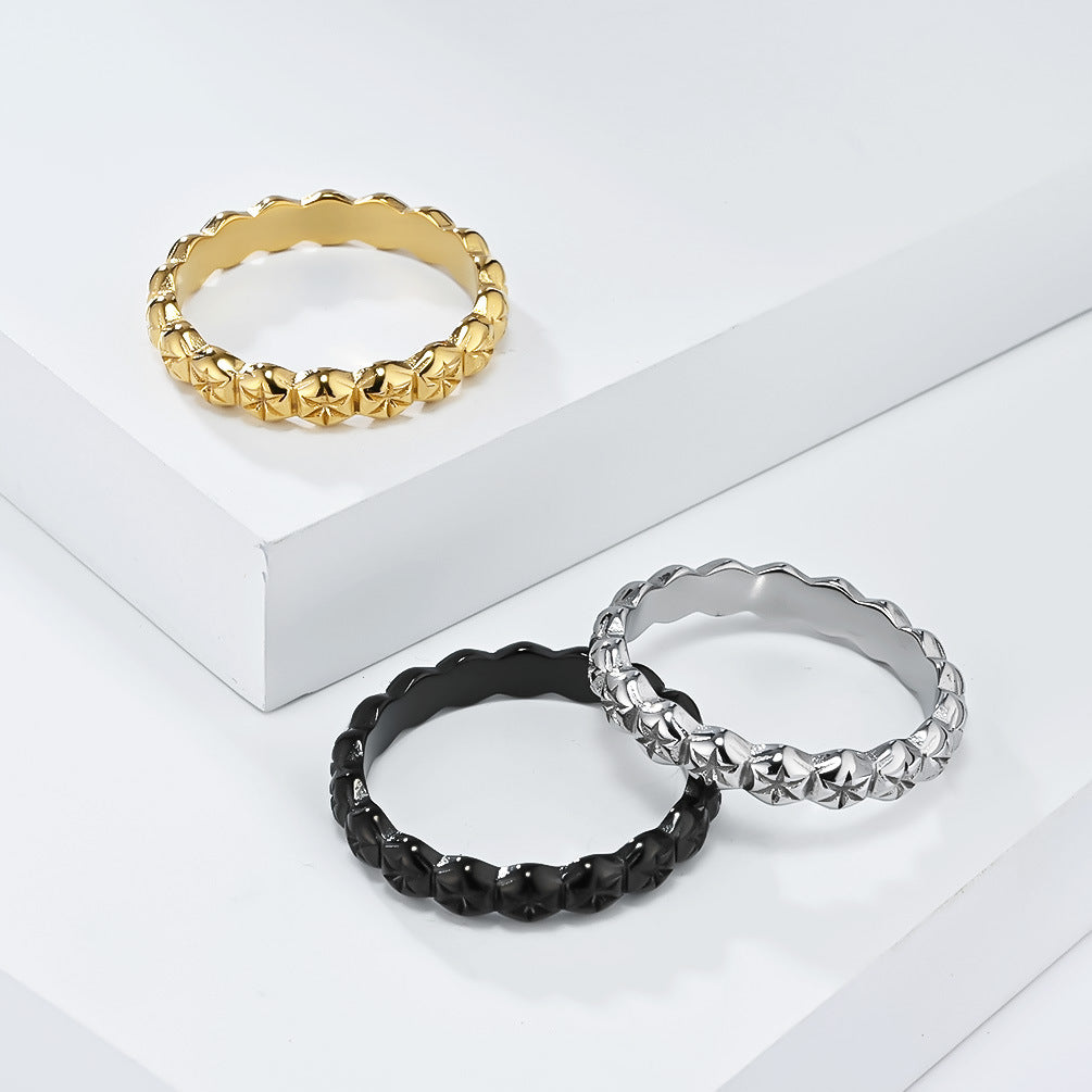 Simple Light Luxury Gold Stainless Steel Female Fashion Commuter Wear Rings