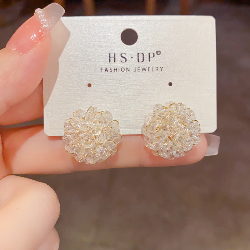 Women's Exquisite Fashion Super Fairy Flowers Crystal Temperament Entry Lux Minimalist Earrings