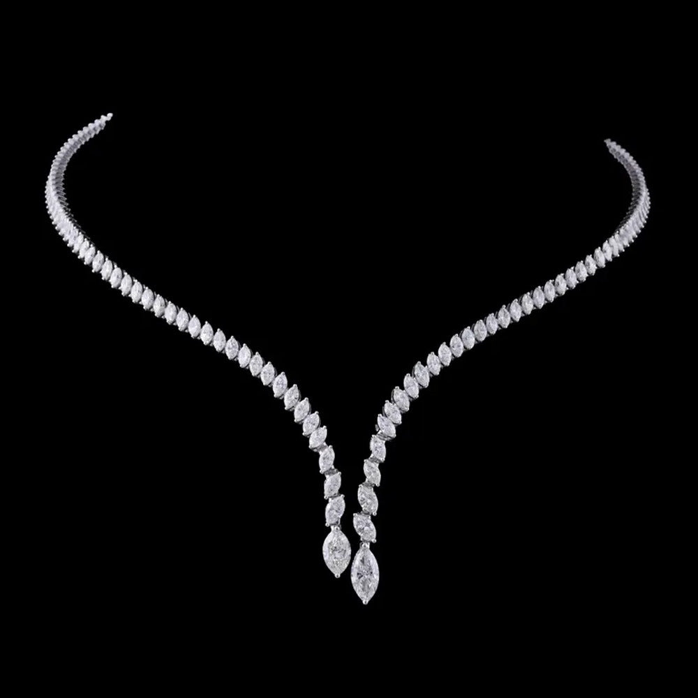 Full Inlaid Horse Zircon Niche Design Y-shaped Clavicle Chain Light Collar