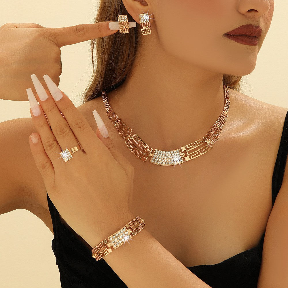 Women's Bridal Crystal Two-piece Wedding Dress Jewelry Set