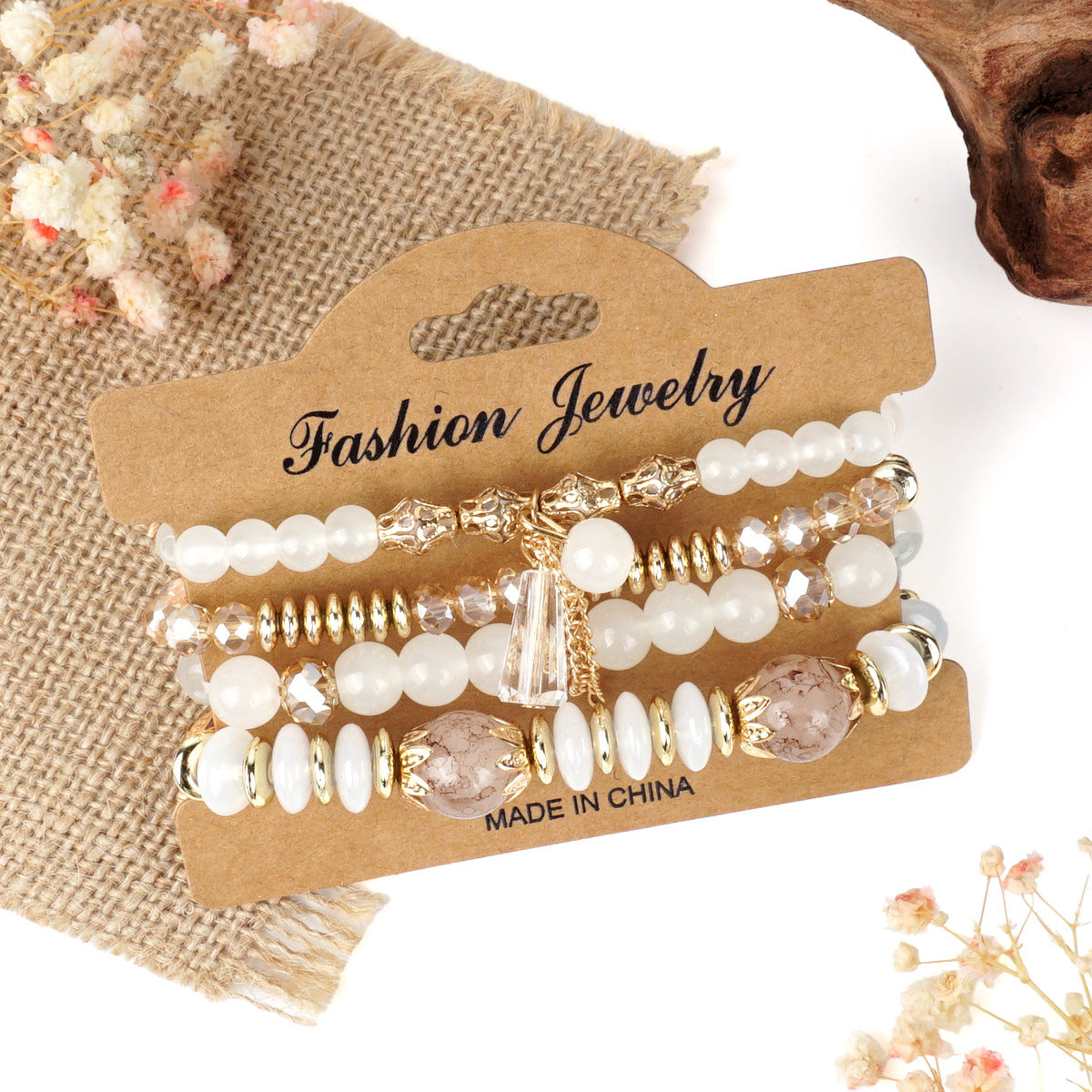 Bohemian Chain Tassel Colored Glass Crystal Bracelet
