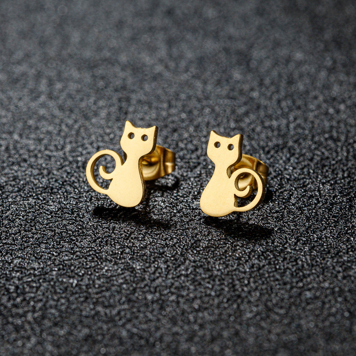 Stainless Steel Goldfish Bird Ear Design Ghost Skull Stud Earrings