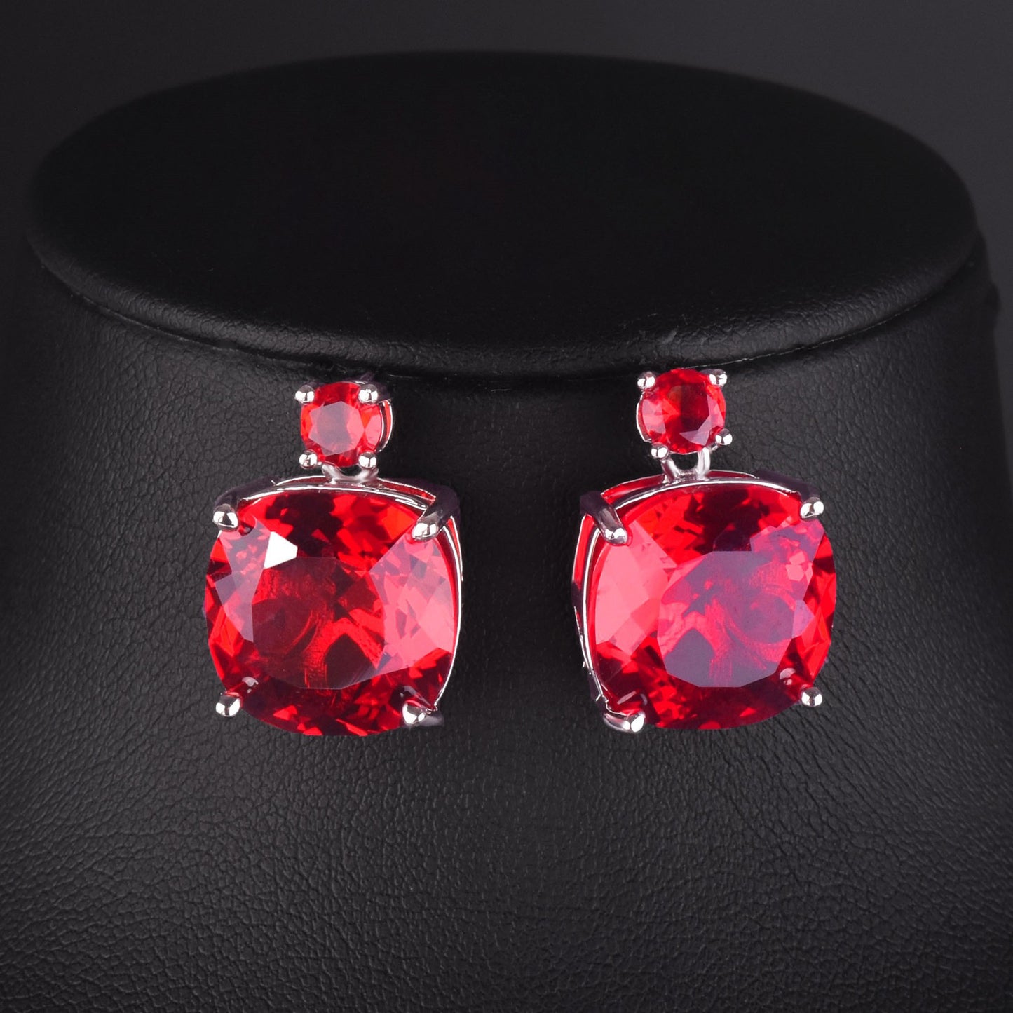 Women's Live Streaming Imitation Paraiba Luxury Full Diamond Redstone Jewelry Set