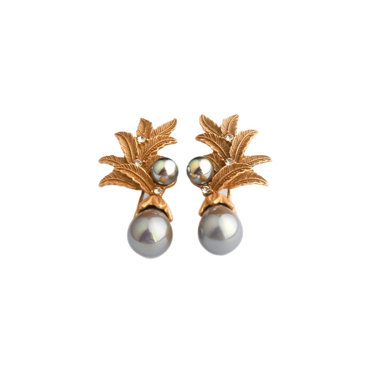 Real Gold Gaanized Enamel Diamond Retro Earrings
