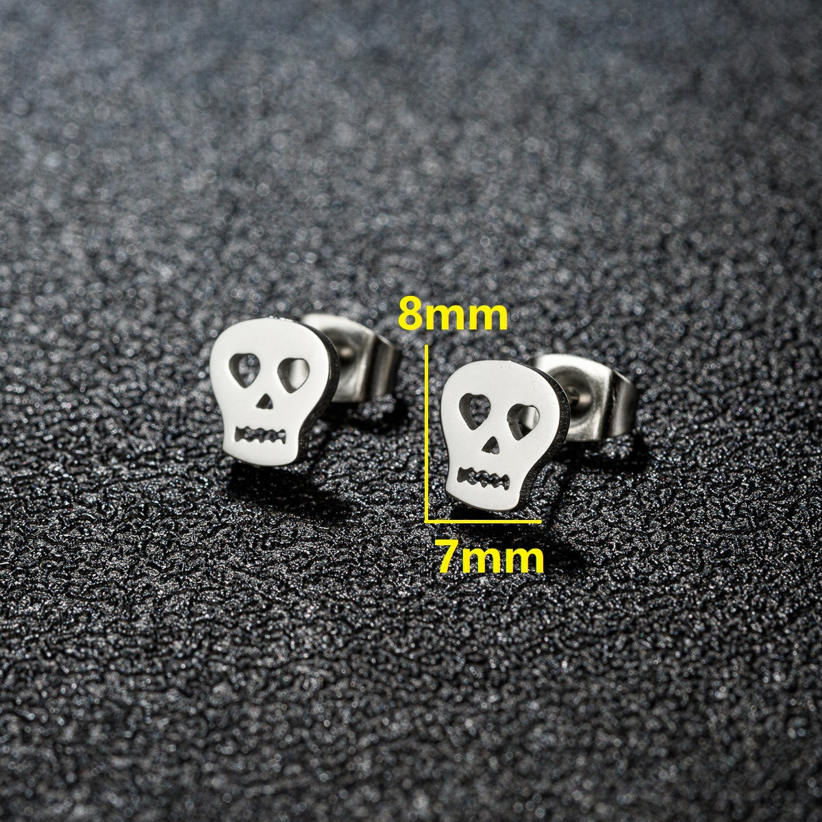 Stainless Steel Goldfish Bird Ear Design Ghost Skull Stud Earrings