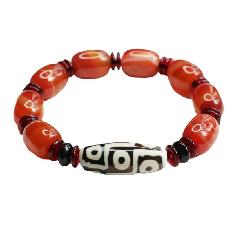 Tibet Beads Red Agate Right Rain Chalcedony Bracelet