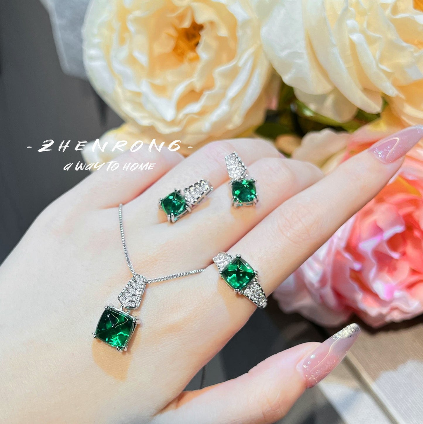 Women's Fashionable Luxury With Colored Featuring Sophisticated Jewelry Set