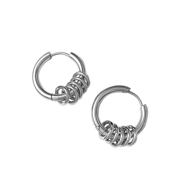 Women's & Men's Trendy Titanium Steel Small Circle Retro Style Simple Earrings