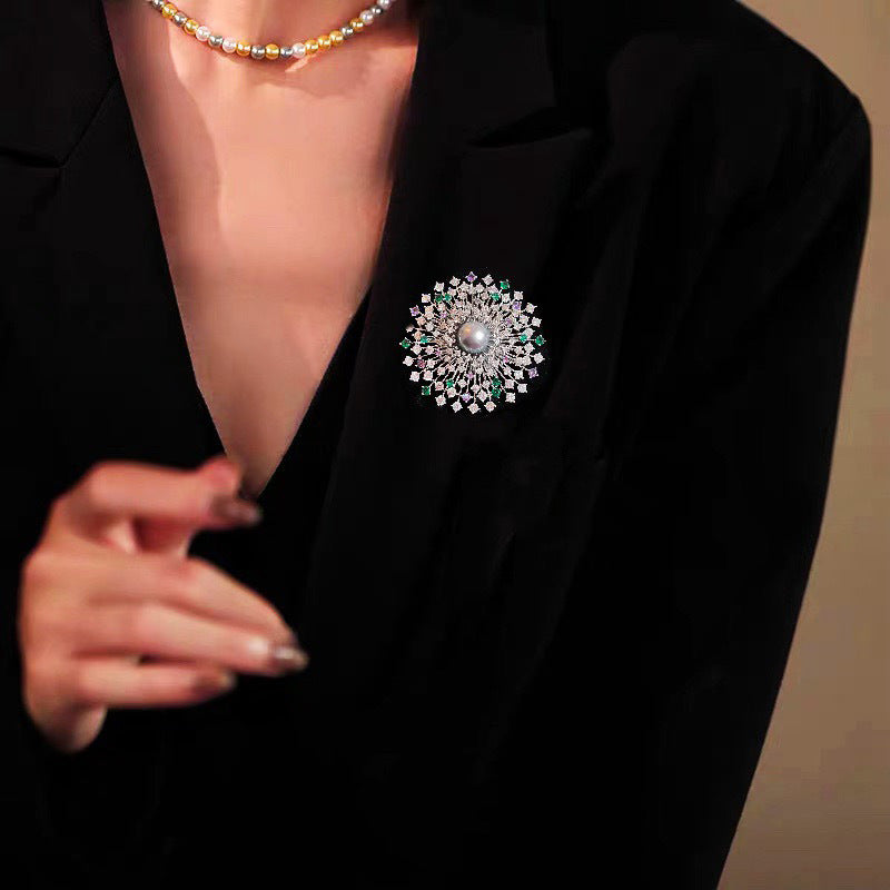 Bright Gradient Blue Fireworks Brooch Micro Inlaid Brooches