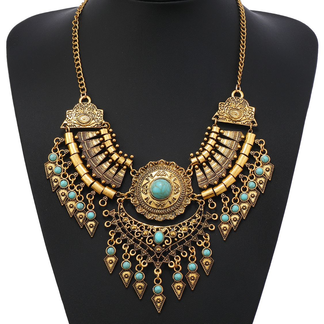 Ethnic Water Drop Tassel Sweater Chain Necklaces