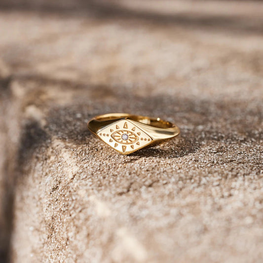 Women's Sterling Sier Gold Eye Pattern Simple Fashion Ring